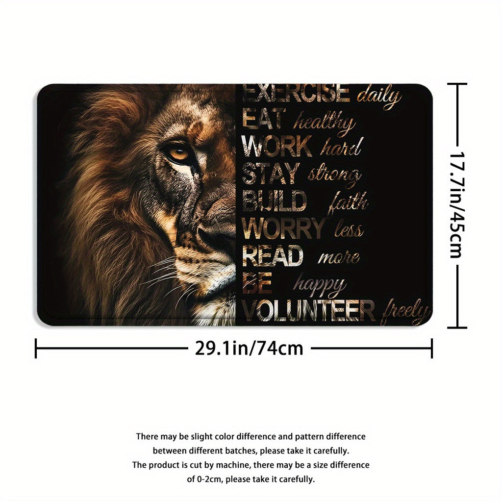 4pcs Powerful Lion Shower Curtain Set, Golden African Safari Animals Masculine Male Cool Bathroom Sets with Shower Curtain and Rugs, Motivational Inspirational Quotes Shower Curtain with Bath Mat Set and 12 Hooks, Shower Curt