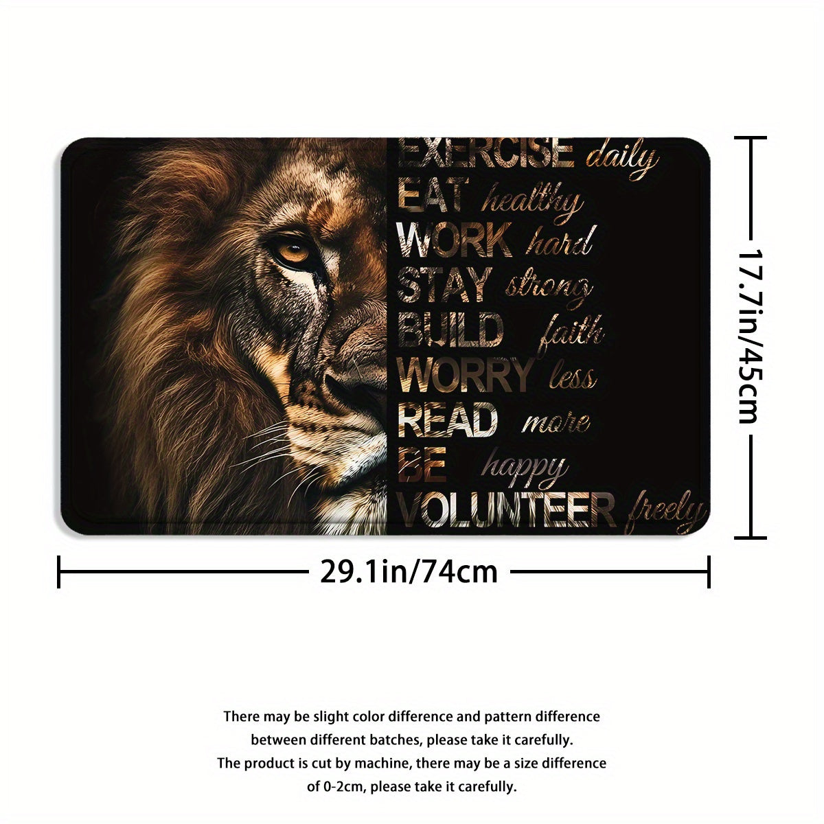 4pcs Powerful Lion Shower Curtain Set, Golden African Safari Animals Masculine Male Cool Bathroom Sets with Shower Curtain and Rugs, Motivational Inspirational Quotes Shower Curtain with Bath Mat Set and 12 Hooks, Shower Curt