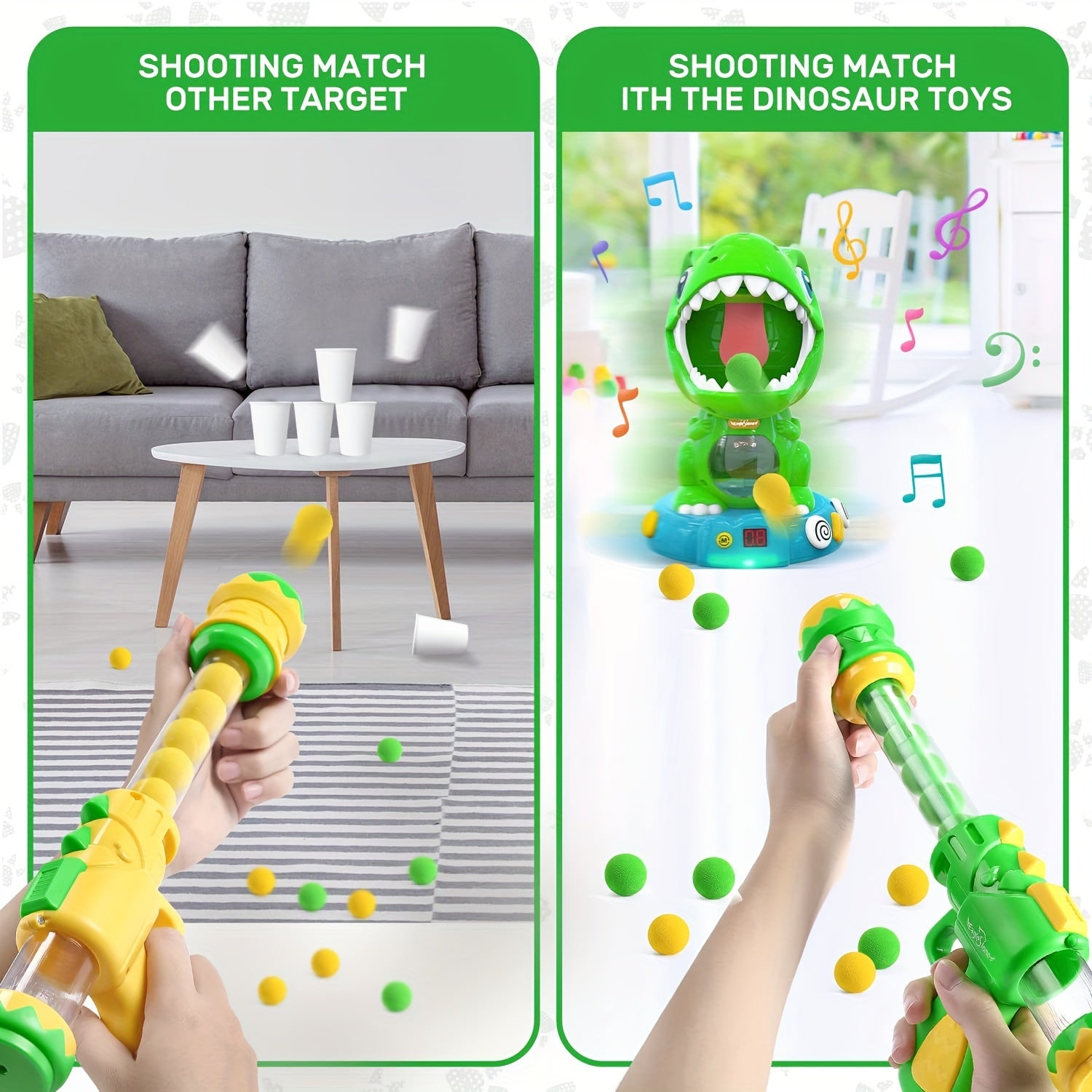 EagleStone Movable Dinosaur Toys For Kids 5-7, Spaying & Auto Scoring, Dino Shooting Target Game With 2 Pump Guns, 48 Foam Balls, Sound, Fun Gift For Boys & Girls, Party Favor
