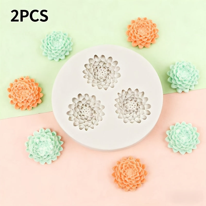 2pcs, 2.76-Inch Large Dahlia Silicone Molds, Suitable for Making Candles, Aromatherapy, Handmade Soap, Clay, Plaster, And Crafts