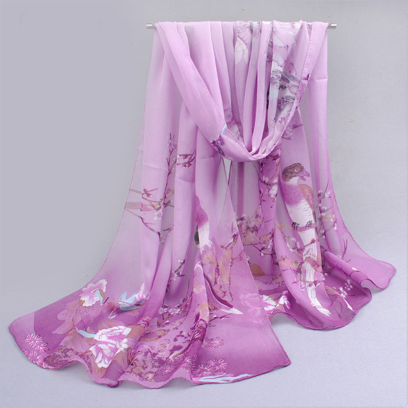 Elegant Thin Chiffon Scarf |, Animal Print, Breathable, Windproof, Decorative, Suitable for Weekend Casual, Machine Washable