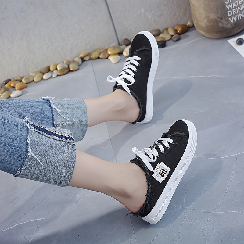 [Lightweight Sports Shoes] Lightweight Breathable Women's Flat Sports Shoes | Casual Running Walking Sneakers, Solid Color