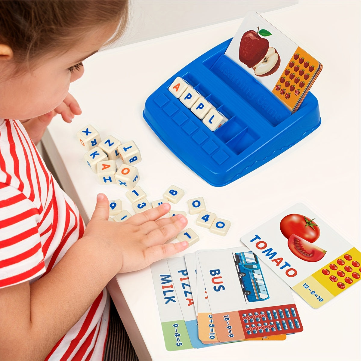 Coogam Matching Letter Game, Alphabet Spelling Reading Flash Cards, Math Number Words Puzzle Early Learning Educational Gift Toys For 3 4 5 Year Old Kids