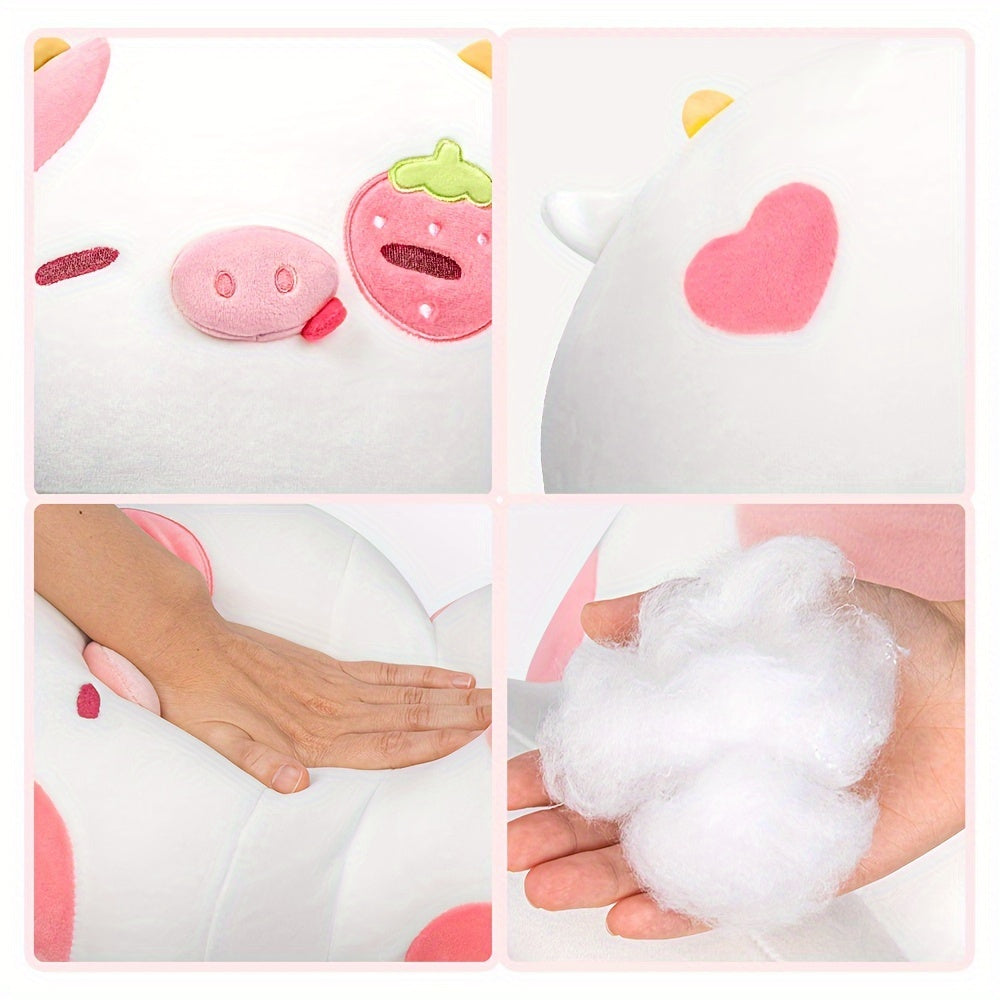 7inch Mushroom Plush, Strawberry Cow Soft Plushies Squishy Pillow, Cute Stuffed Animals Kawaii Plush Toys Throw Pillow Decoration Gift