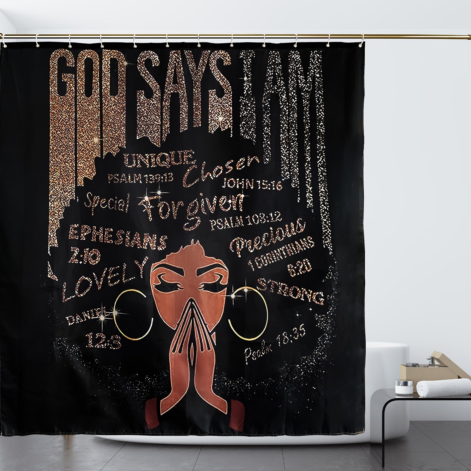 4pcs Sets Rugs Shower Curtain, Black Girl Pattern Shower Curtain With Hooks, Non-Slip Rug, Toilet U-Shape Mat, Toilet Lid Cover Pad