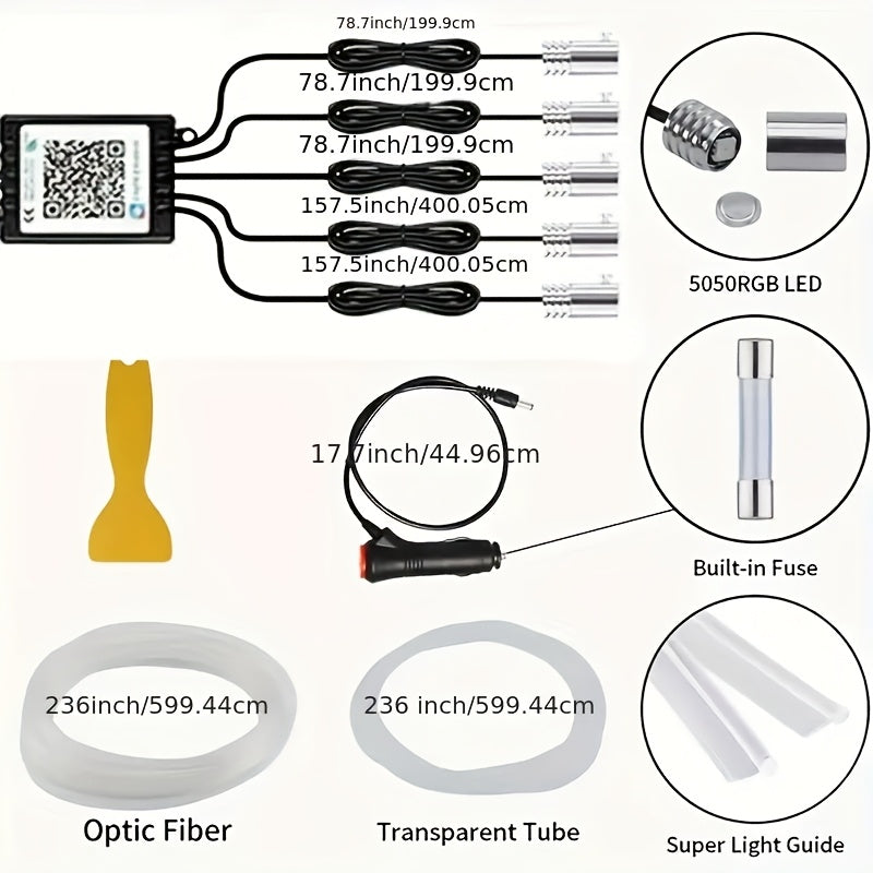 236-inch Optical Fiber, Automotive LED Light Strip, 5-in-1 Automotive Ambient Lighting Kit,