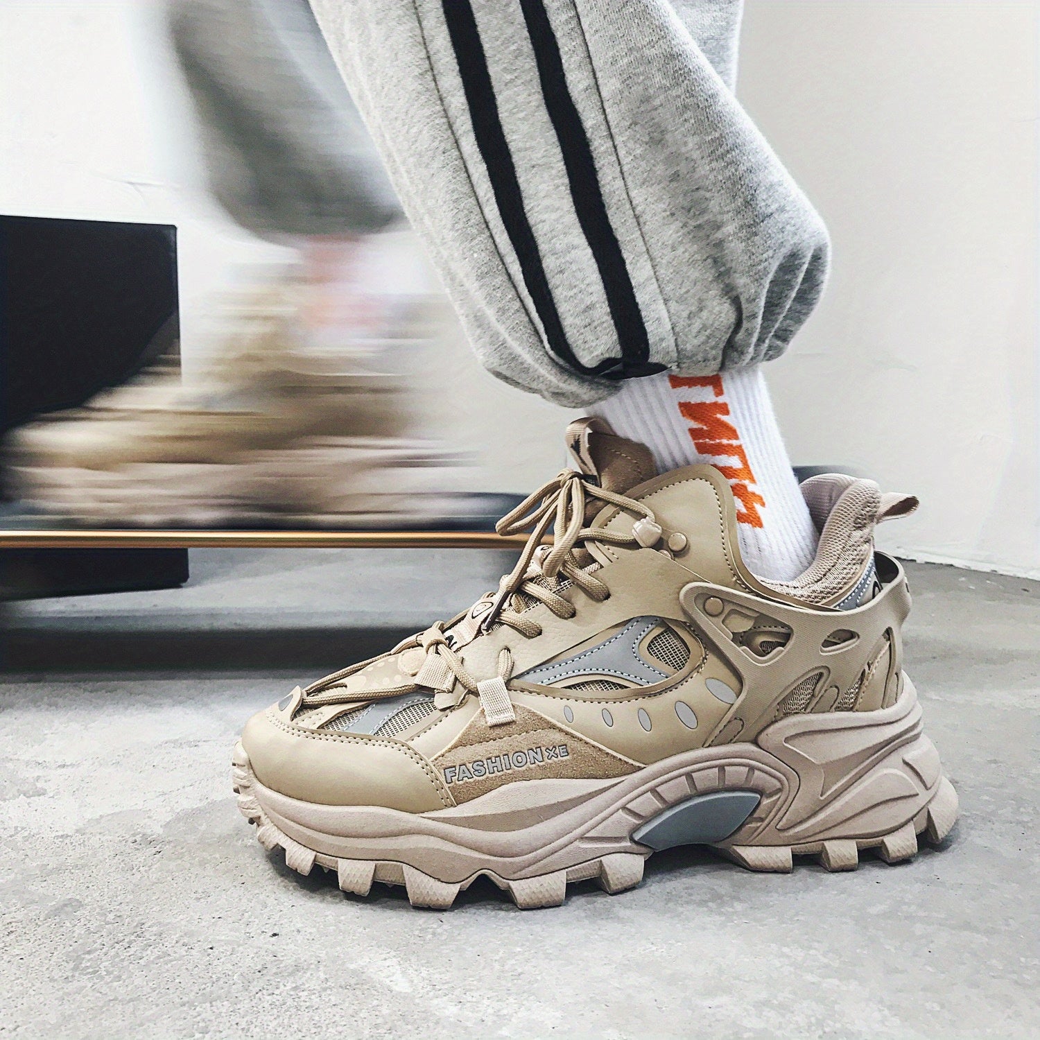 [1 Pair Men'S Cloud Pattern Sneakers] Round Toe Lace-Up  Athletic Sneakers, Sports , Breathable Fabric