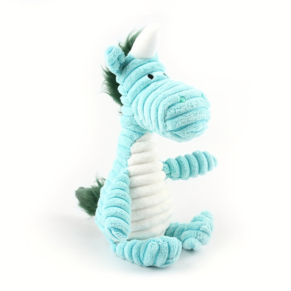 1pc Durable Squeaky Plush Dog Toy - Cute Cartoon Animal Shapes in Pink, Blue, & Green, Soft Chew & Play Toy for All Breeds, Ideal for Indoor Puppies & Senior Dogs, Puppy Toys