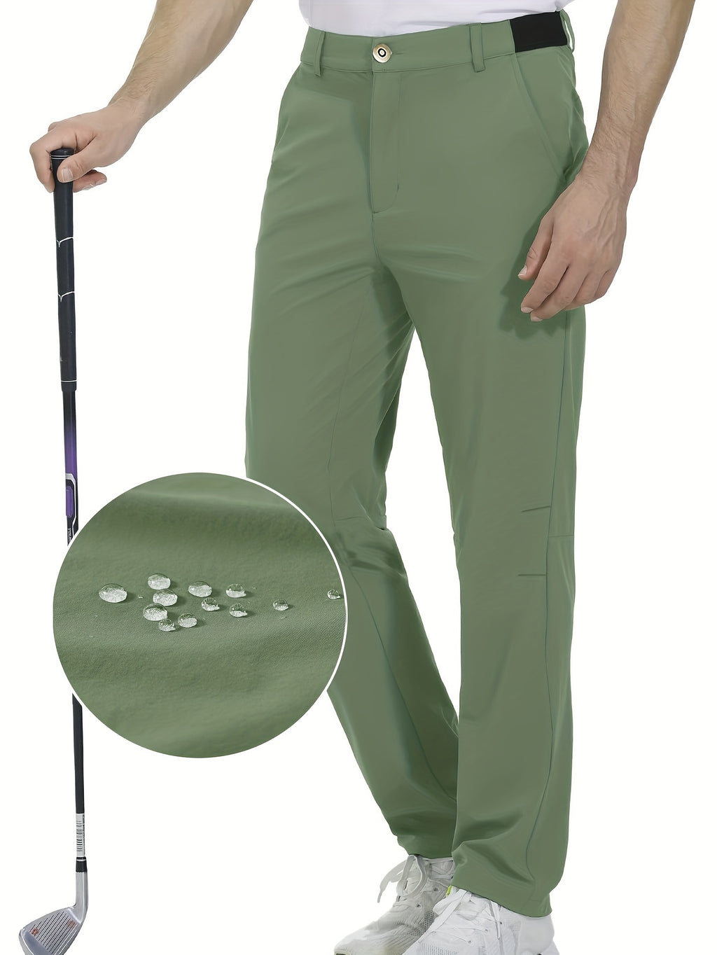 Men's Golf Pants, Men's Solid Waterproof Mid Stretch Lightweight Casual Dress Pants With Pockets, Men's Bottoms For Sports