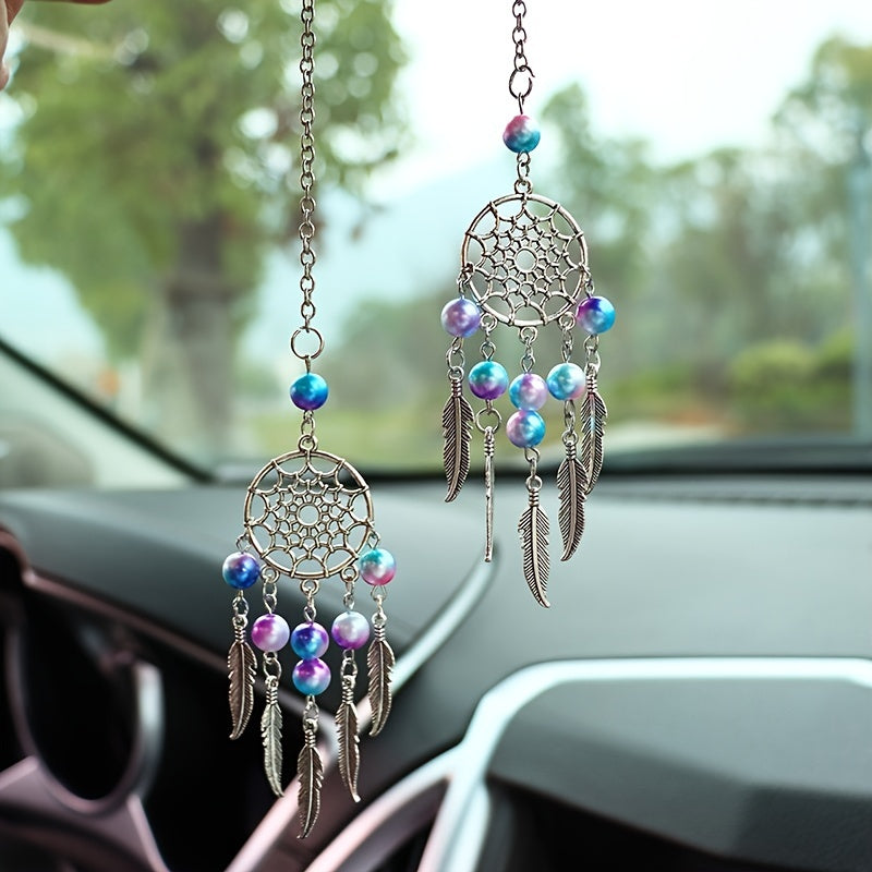 Beautiful Dreamcatcher Car Rear-view Mirror Pendant - Colorful Bead Wind Chime Ornaments