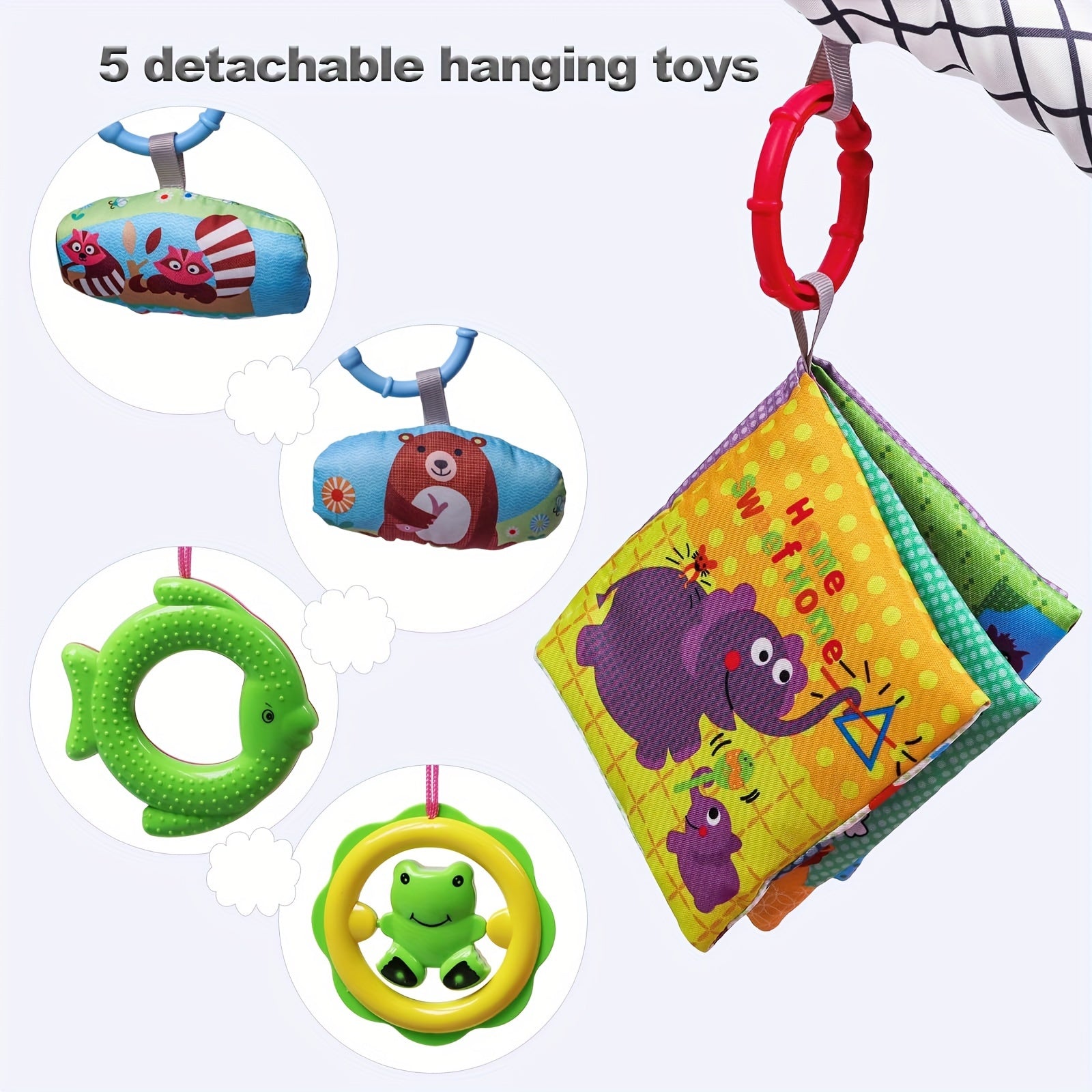 18 pcs baby activity fitness mat set, foldable and washable, play mat, crawling mat, sensory exercise toys, cultivate young children's motor and cognitive abilities, baby fitness frame