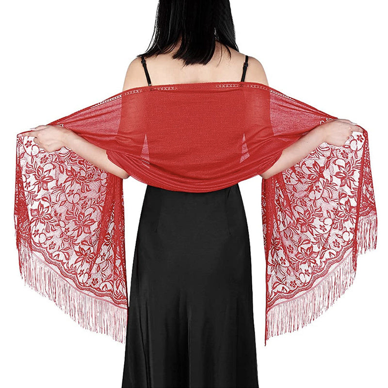 Solid Shawls Wraps For Evening Dresses Lightweight Scarfs For Women With Fringe Floral Lace Scarf For Wedding Party