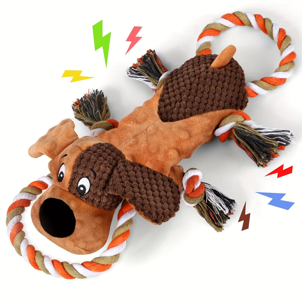 Upgraded Dog Toys for Aggressive Chewers Puppy Toys with Crinkle Paper and Squeaker, Interactive Tug of War Dog Toy for Small, Medium, and Large Breeds