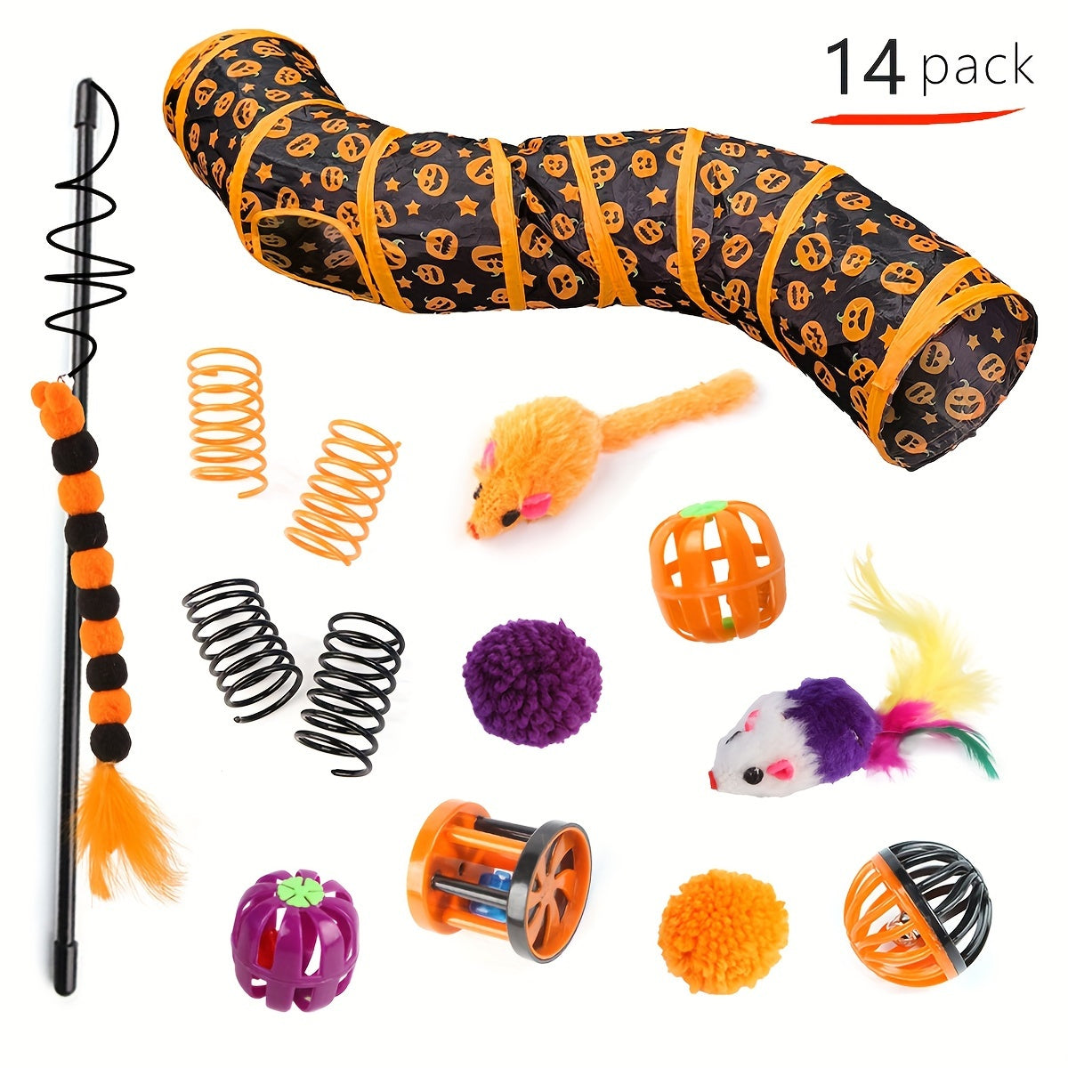 11/13/14/16/17/22Pack Cat Toy Channel Combination Set, Foldable S-Shaped Cat Tunnel