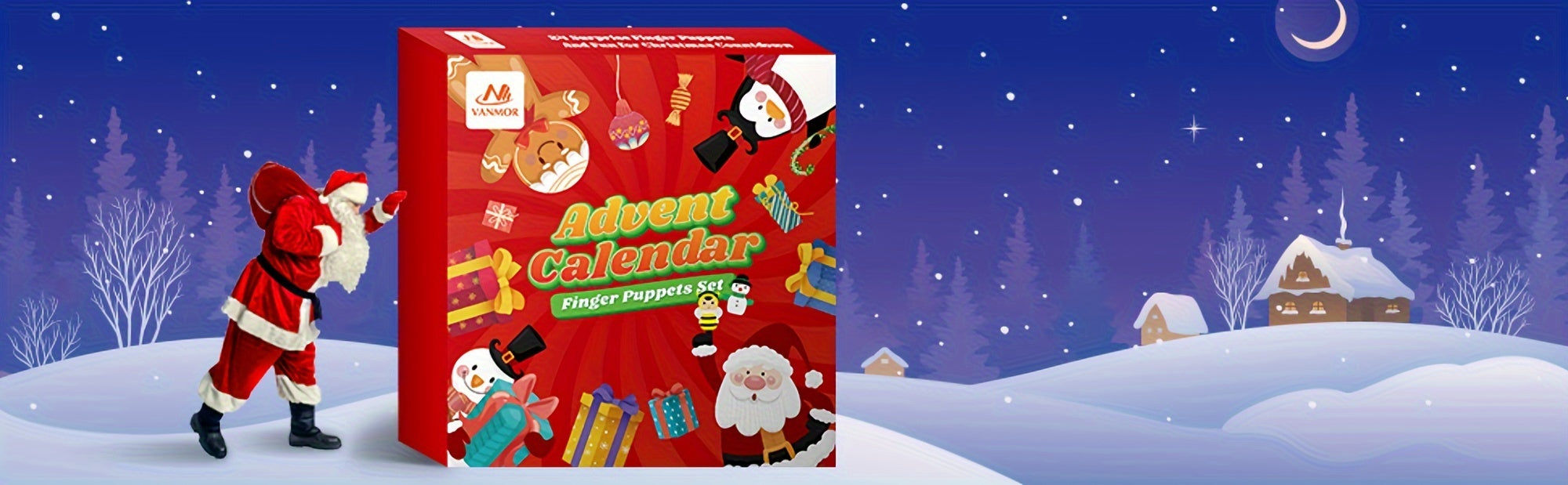 Vanmor 24-Day Christmas Advent Calendar - Finger Puppets, Toys & Fillers For Kids