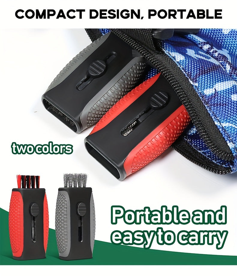 Retractable Pocket Golf Club Cleaning Brush Tool - Wire Brush Club Groove Double Side Cleaner, Golf Accessories
