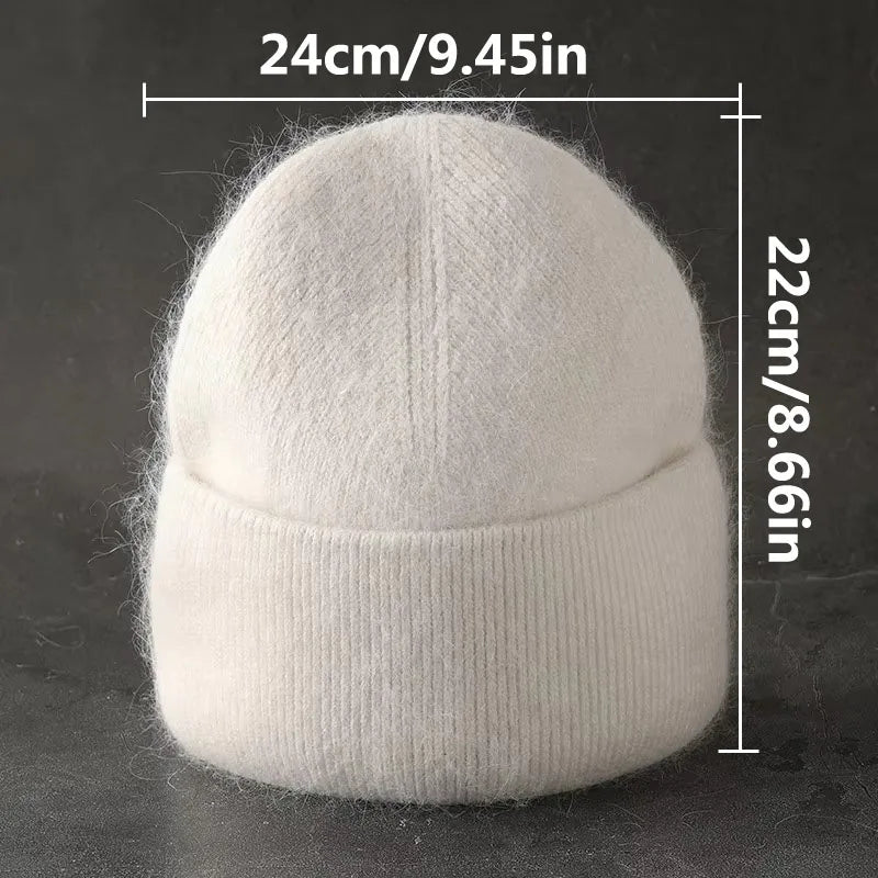 2024 Angora Winter Hat For Womens Rabbit Fur Fluffy Knitted Beanies Hat  Bonnet Female Soft  Warm SKI Skullies  Beanies