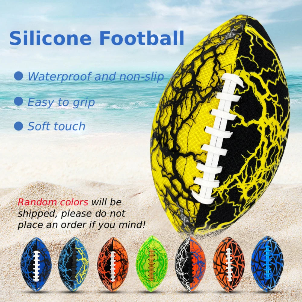 Rugby Ball Equipment Water Football for Beach for Competition Game Playing machine Stitched Soft water resistant Color Random