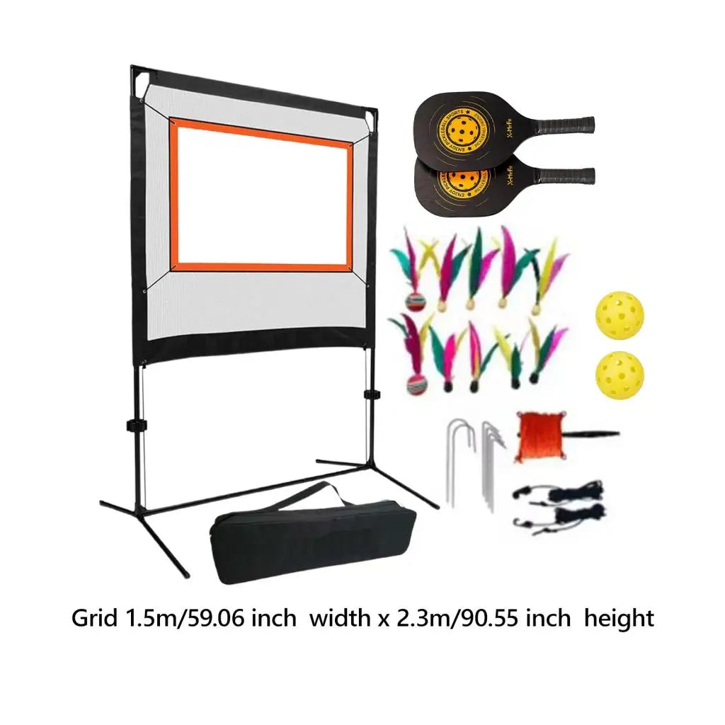 Badminton Net Set with Stand Rackets Shuttlecocks Jazzminton Equipment for Outdoor Court Sports Practice Beach Games Training