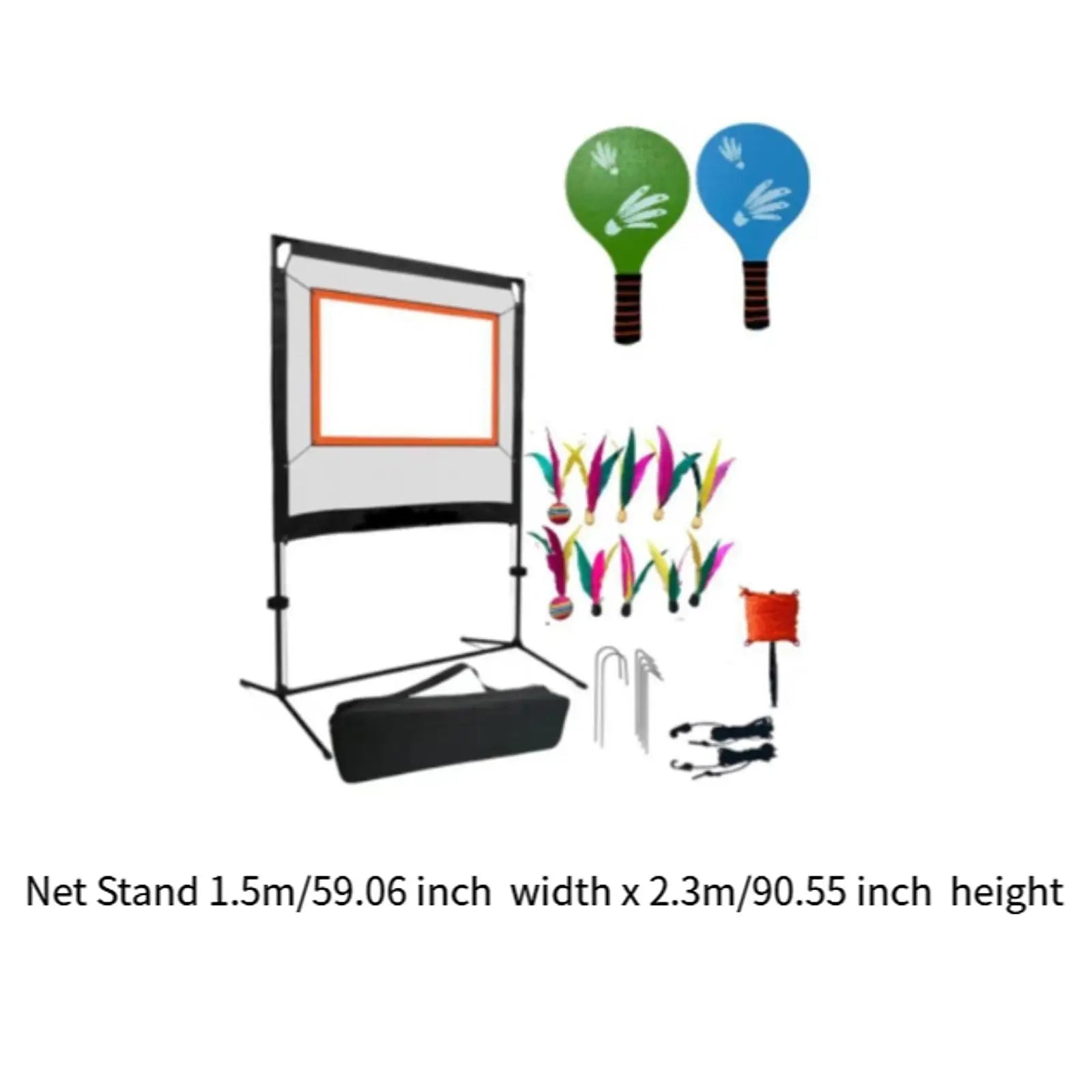 Badminton Net Set with Stand Rackets Shuttlecocks Jazzminton Equipment for Outdoor Court Sports Practice Beach Games Training