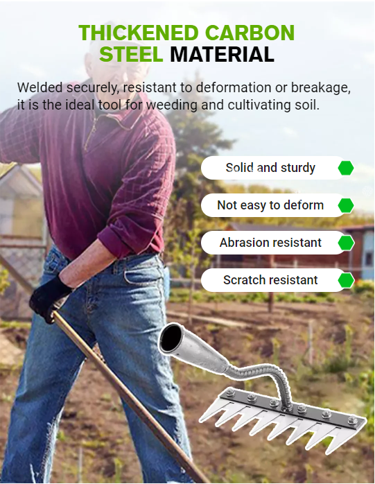 Garden Hoe 5/6/7/8 Teeth Carbon Steel Garden Hand Rake Weeding Rake Farm Tool Grasping Raking Loosening Soil Nail Rake Tool