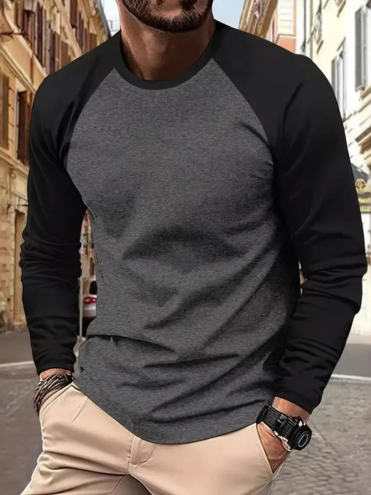 Long Sleeve T-shirt For Men Solid Spring Casual Men's T-shirts High Quality Male Tops Classic Clothing T-shirts