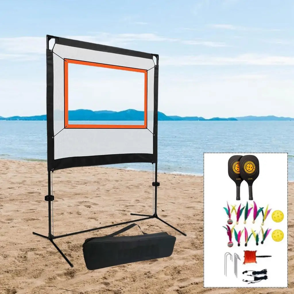 Badminton Net Set with Stand Rackets Shuttlecocks Jazzminton Equipment for Outdoor Court Sports Practice Beach Games Training