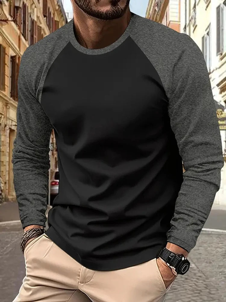 Long Sleeve T-shirt For Men Solid Spring Casual Men's T-shirts High Quality Male Tops Classic Clothing T-shirts