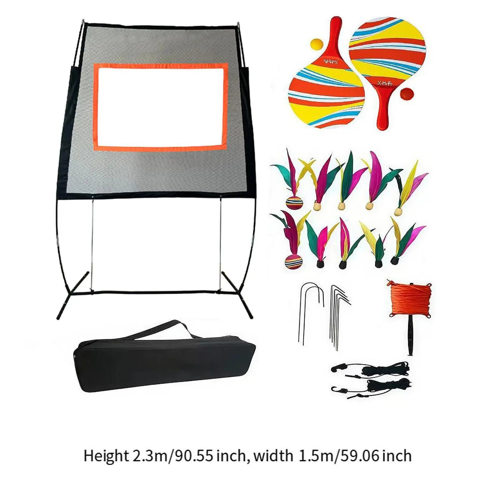 Badminton Net Set with Stand Rackets Shuttlecocks Jazzminton Equipment for Outdoor Court Sports Practice Beach Games Training