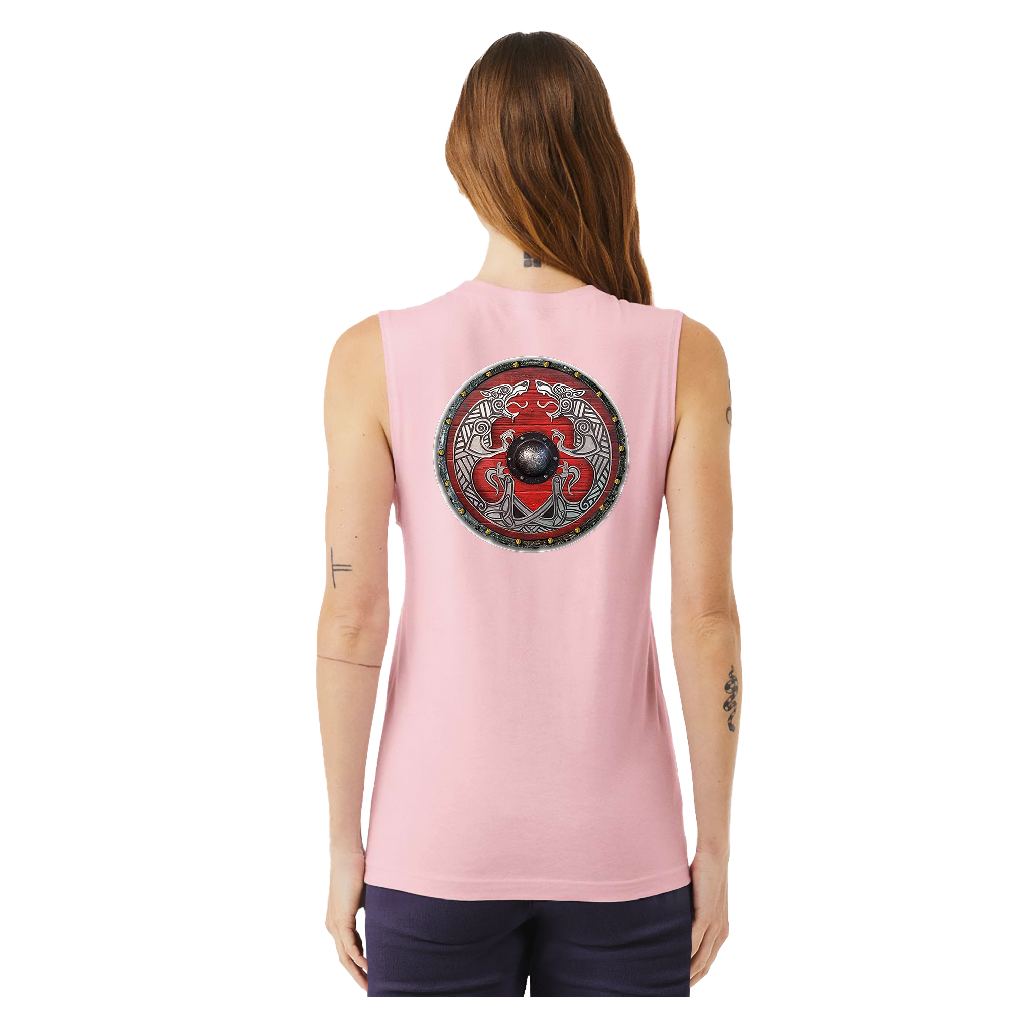 Viking Muscle Tank — "Let's Go Aviking!" Shield Back Graphic