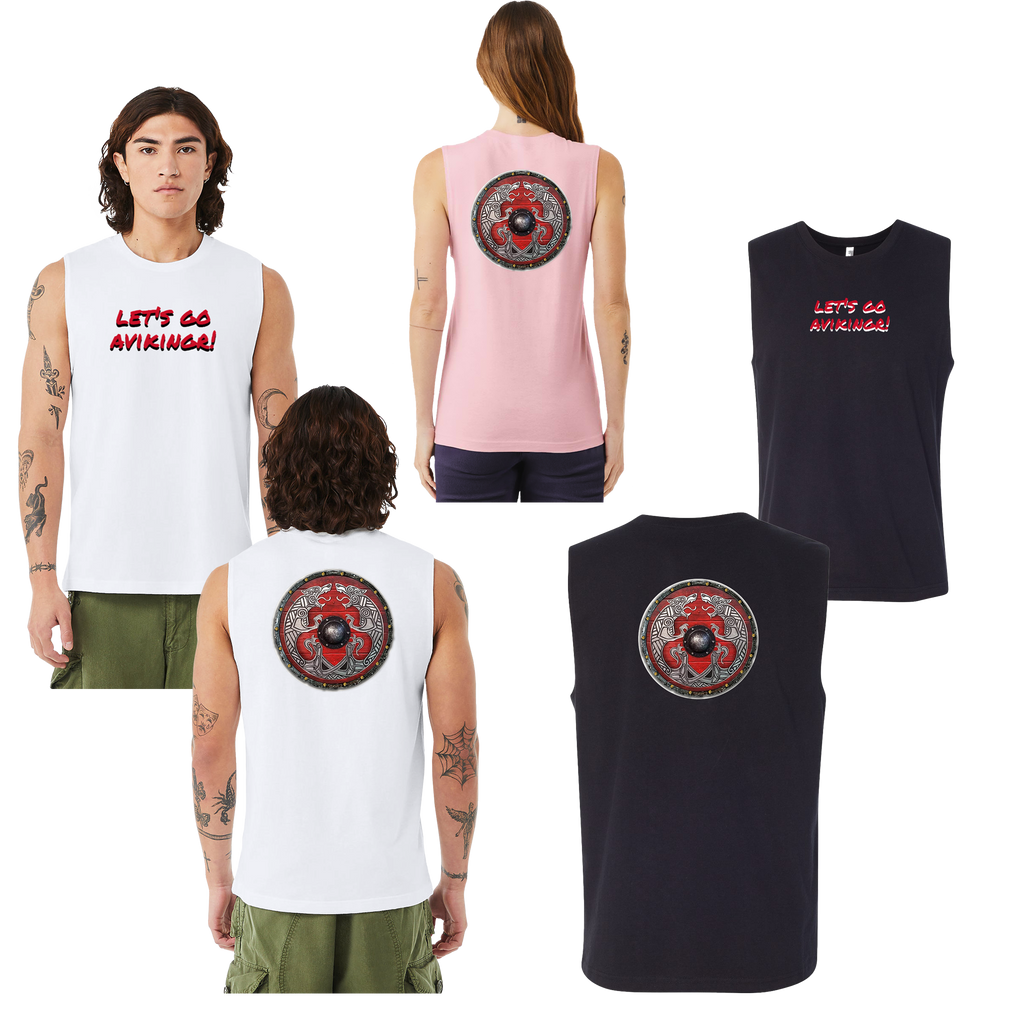 Viking Muscle Tank — "Let's Go Aviking!" Shield Back Graphic