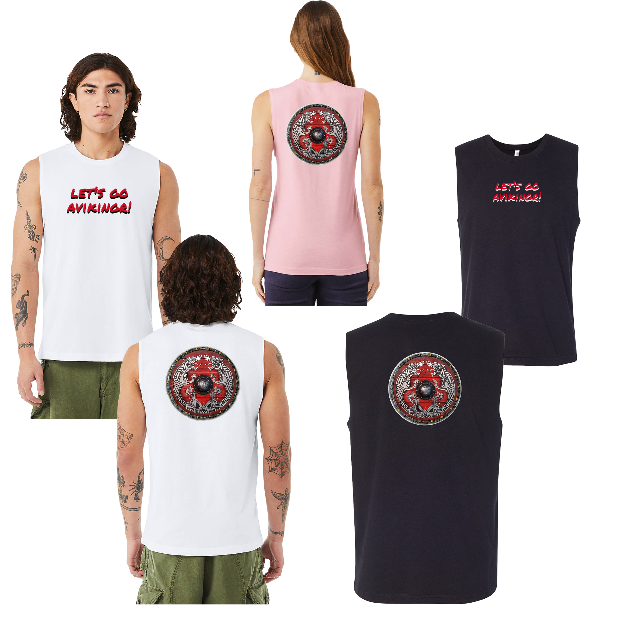Viking Muscle Tank — "Let's Go Aviking!" Shield Back Graphic