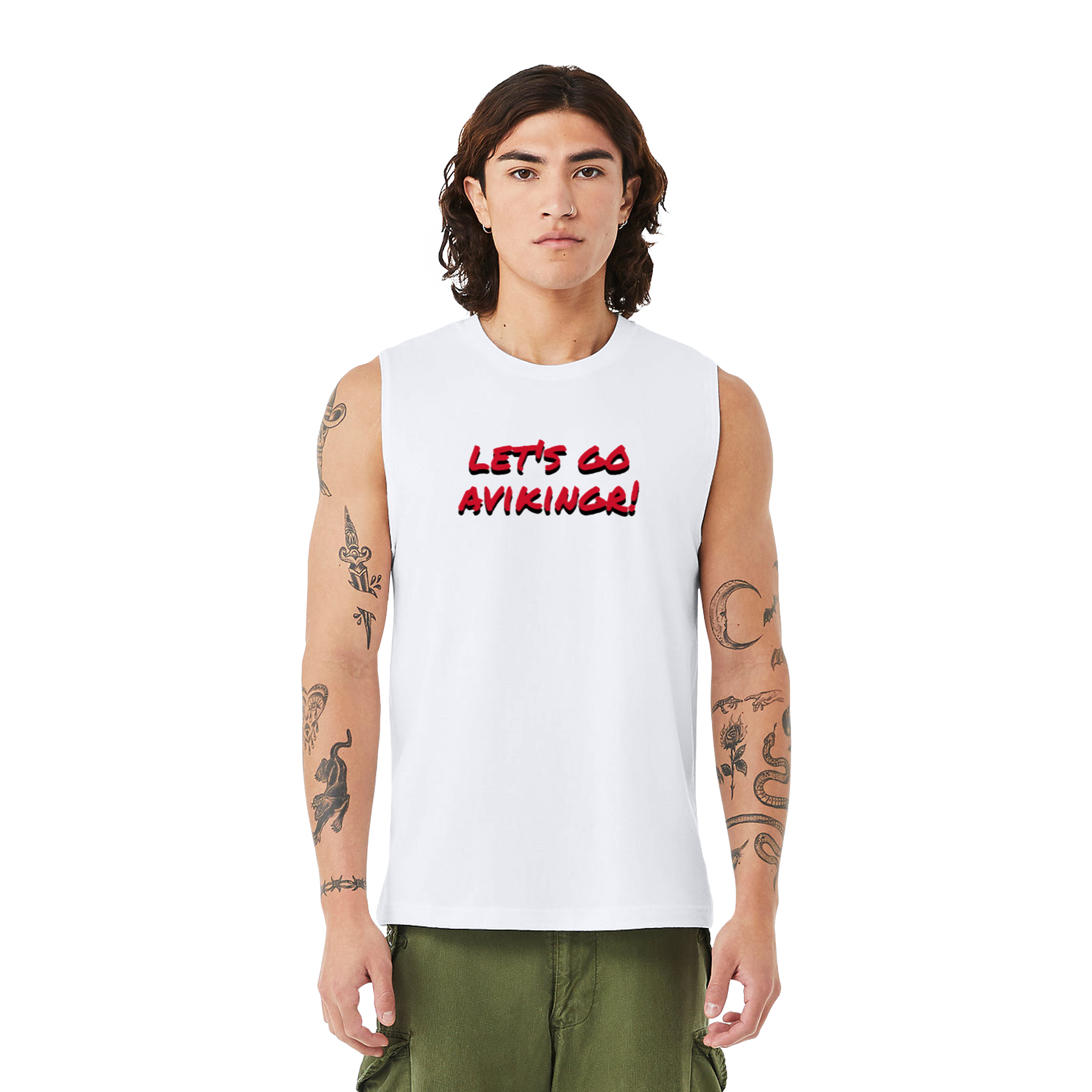 Viking Muscle Tank — "Let's Go Aviking!" Shield Back Graphic