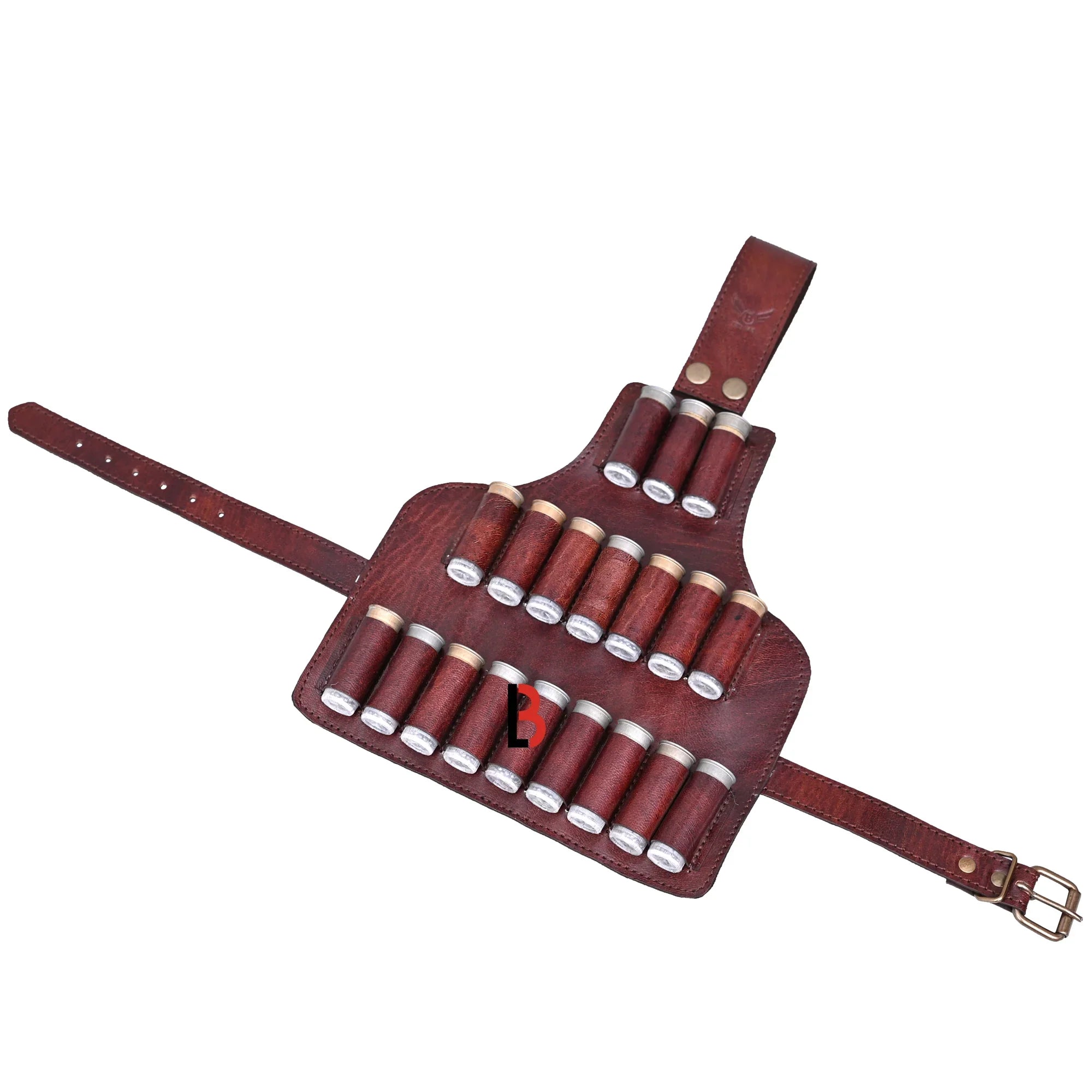 Cowhide Leather Cartridge Holder Leg Belt 12, 16 & 20 Gauge Shells | Hunting Ammo Organizer