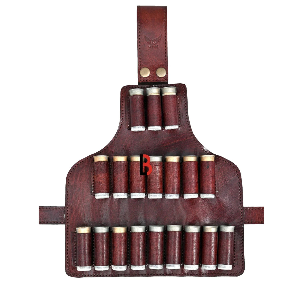 Cowhide Leather Cartridge Holder Leg Belt 12, 16 & 20 Gauge Shells | Hunting Ammo Organizer