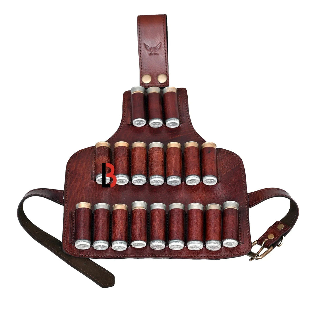 Cowhide Leather Cartridge Holder Leg Belt 12, 16 & 20 Gauge Shells | Hunting Ammo Organizer