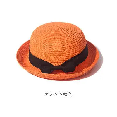 Hats For Women Summer Sun Protection Straw Hat Female Round Top Curled Brim Parent Child Student Sunshade Travel