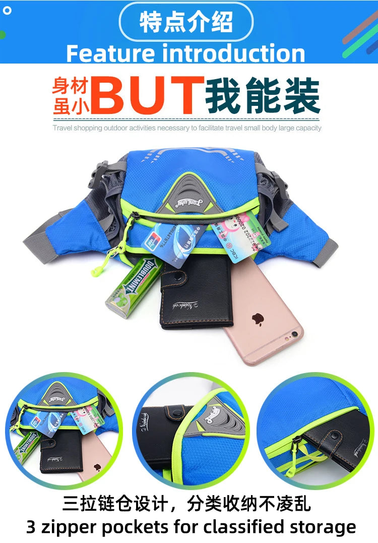 Bike Riding Cycling Running Fishing Hiking Waist Bag Fanny Pack Outdoor Belt Kettle Pouch Gym Sport Fitness Water Bottle Pocket