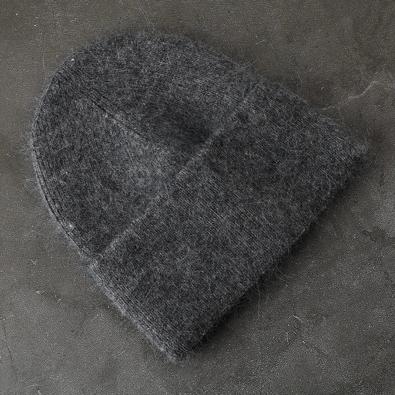 2024 Angora Winter Hat For Womens Rabbit Fur Fluffy Knitted Beanies Hat  Bonnet Female Soft  Warm SKI Skullies  Beanies