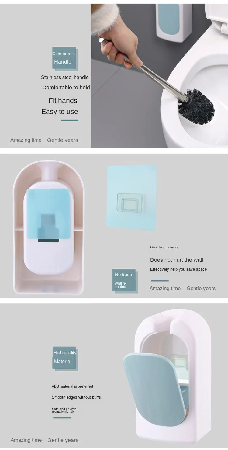 Bathroom bathroom wall-mounted toilet brush Long handle household suit No dead corner soft fur toilet cleaning toilet brush