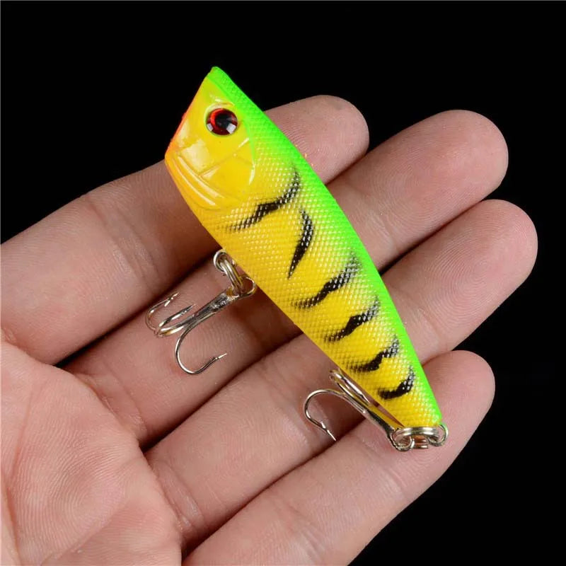Sea Fishing Lure Sharp Hooks Big Popper Wobblers 6cm 7g Top Water Floating Bass Tackle Hard Bait Minnow Long Casting