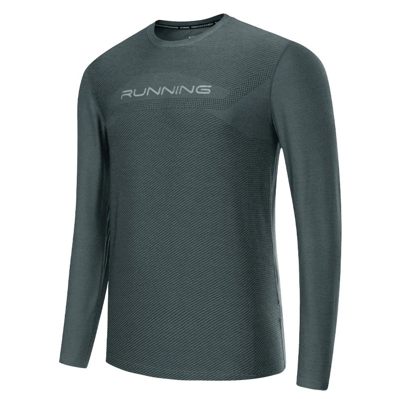 Long Sleeve Running Shirt Man Quick Dry Jogging Prints Workout Fitness Undershirts Outdoor Elastic Training Exercise Tops