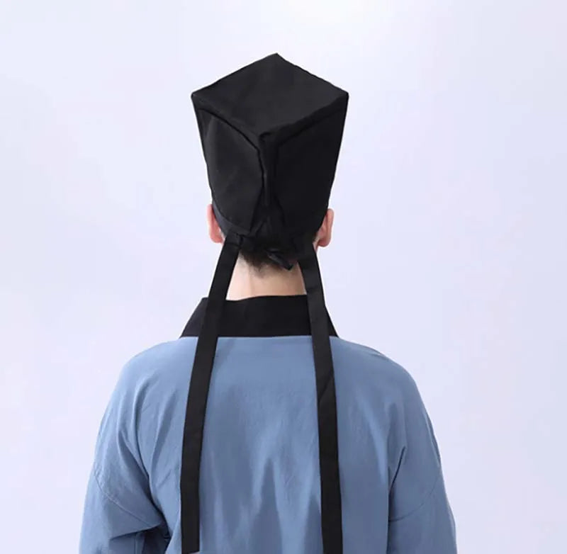 Men Hanfu Hat Chinese traditional Ancient scholar Black Hat Headdress Vintage Fittings Confucian Towel Cosplay Hat For Men Black