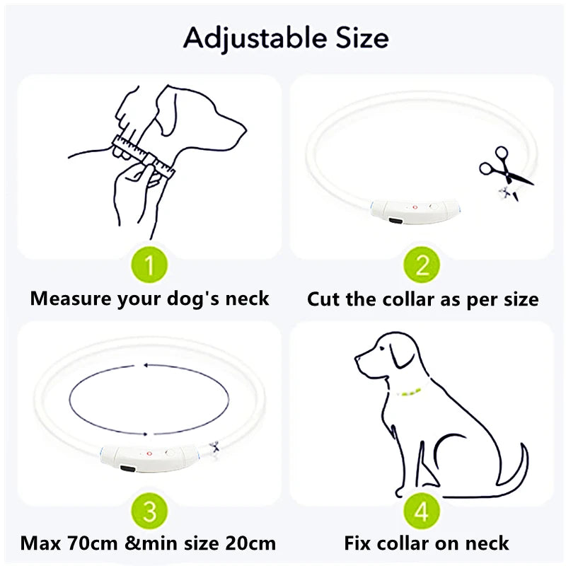 Led Glowing Dog Collar  Luminous Collar Adjustable Night Light  Harness Dog Leash For Girl Small Dogs Cat Pet Safety Accessories