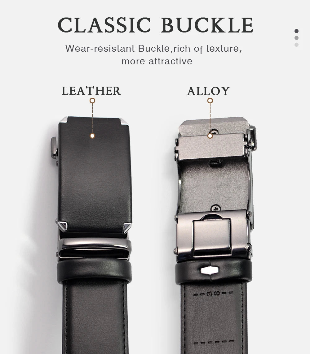 Men Belts Metal Automatic Buckle Brand High Quality Leather Belts for Men Famous Brand Luxury Work Business Strap