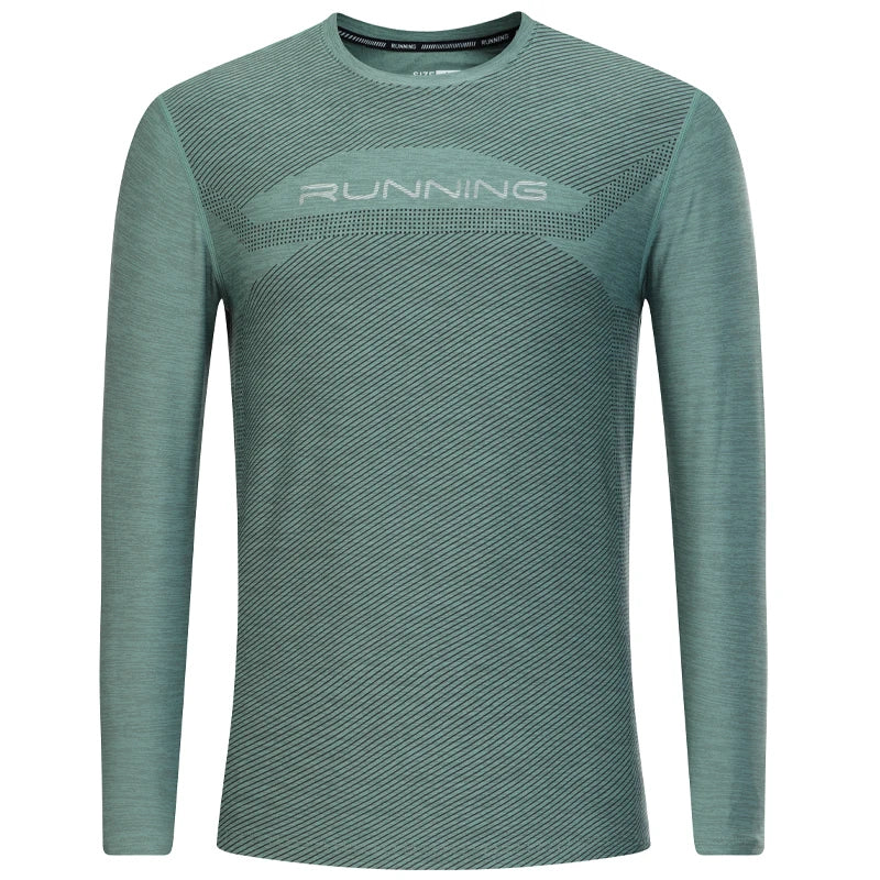 Long Sleeve Running Shirt Man Quick Dry Jogging Prints Workout Fitness Undershirts Outdoor Elastic Training Exercise Tops