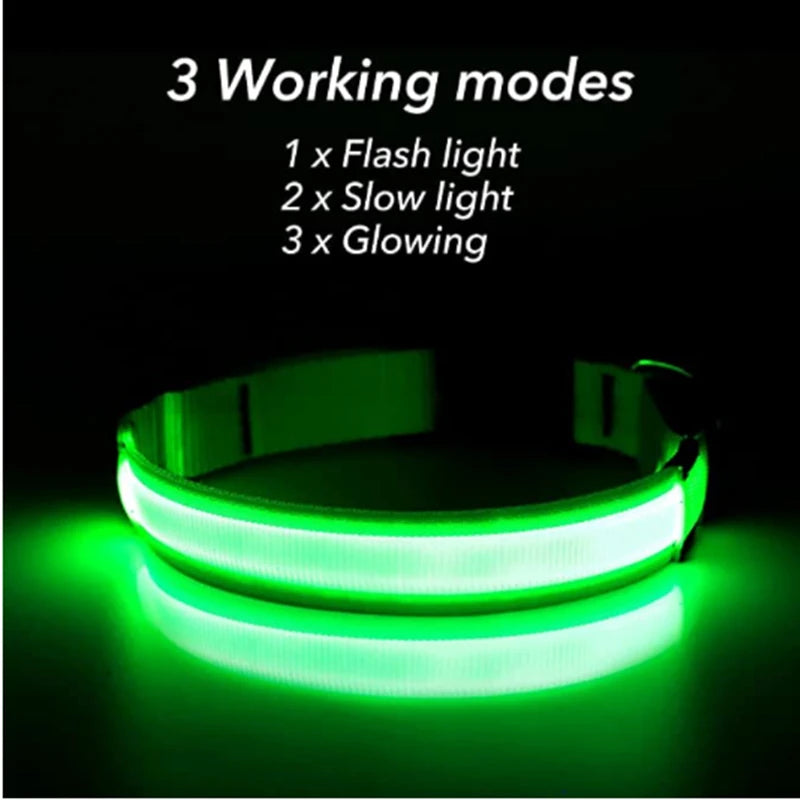Led Glowing Dog Collar  Luminous Collar Adjustable Night Light  Harness Dog Leash For Girl Small Dogs Cat Pet Safety Accessories