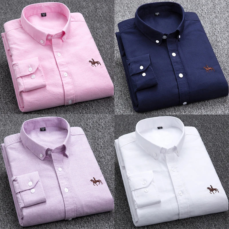 Long Sleeve Shirts for Men Clothing Autumn Winter 100% Cotton Oxford Top Blouse Large Size Business Casual Shirts Korean Fashion