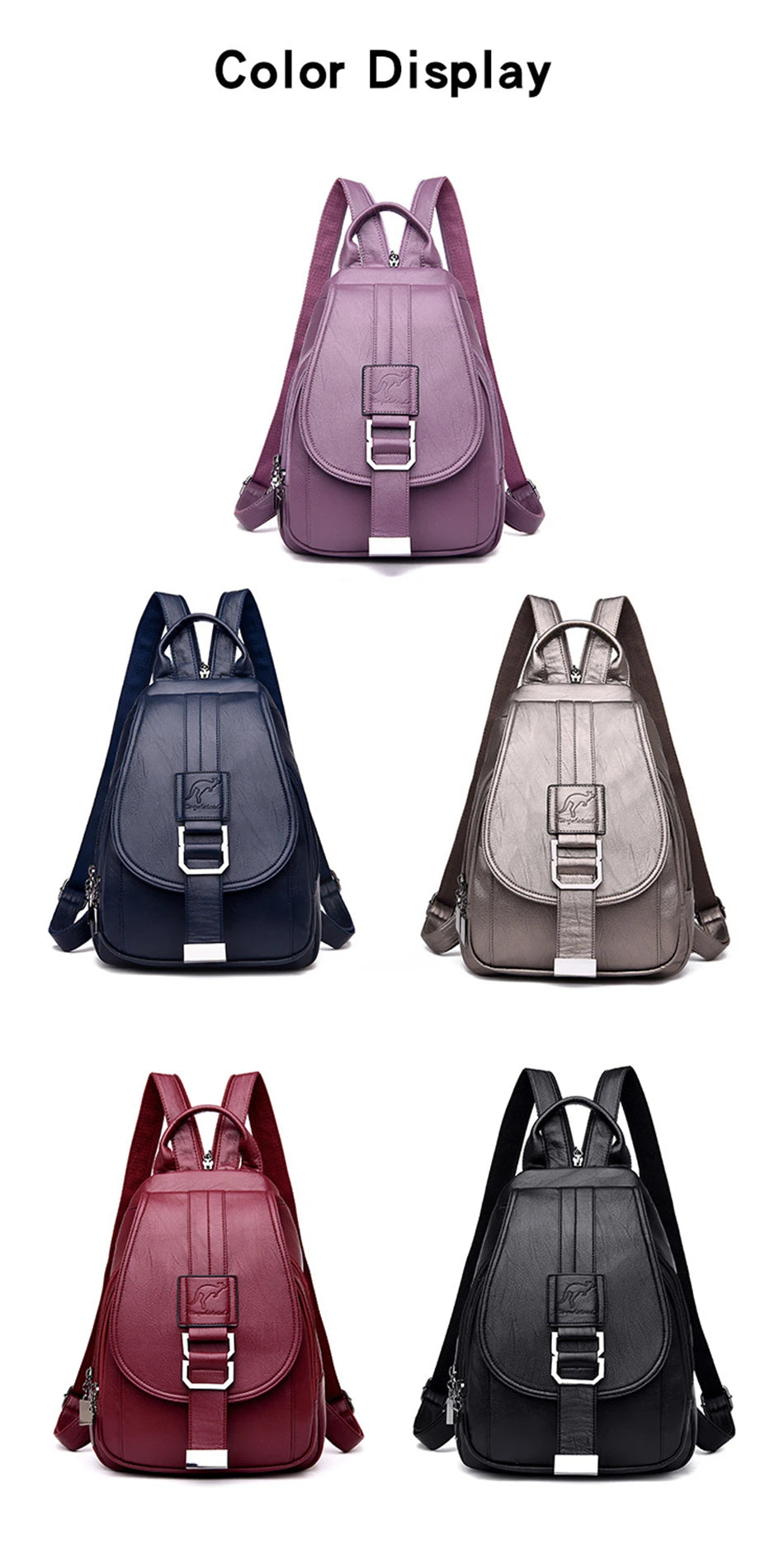 Designer Multifunctional Backpacks Women Fashion Anti theft Leather Travel Backpack Large Capacity School Bags for Teenage Girls