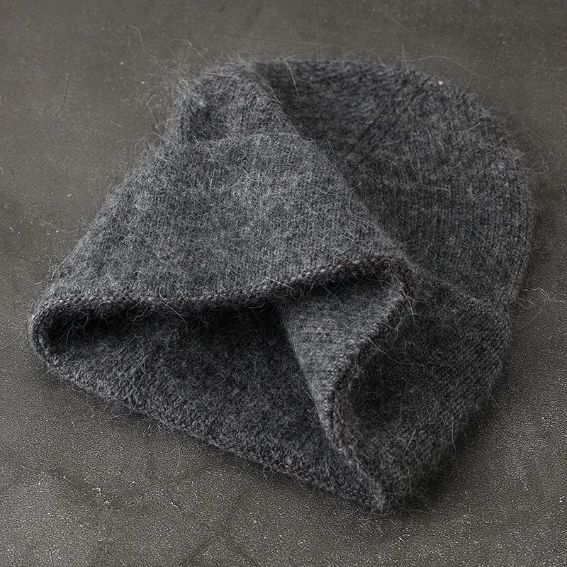 2024 Angora Winter Hat For Womens Rabbit Fur Fluffy Knitted Beanies Hat  Bonnet Female Soft  Warm SKI Skullies  Beanies